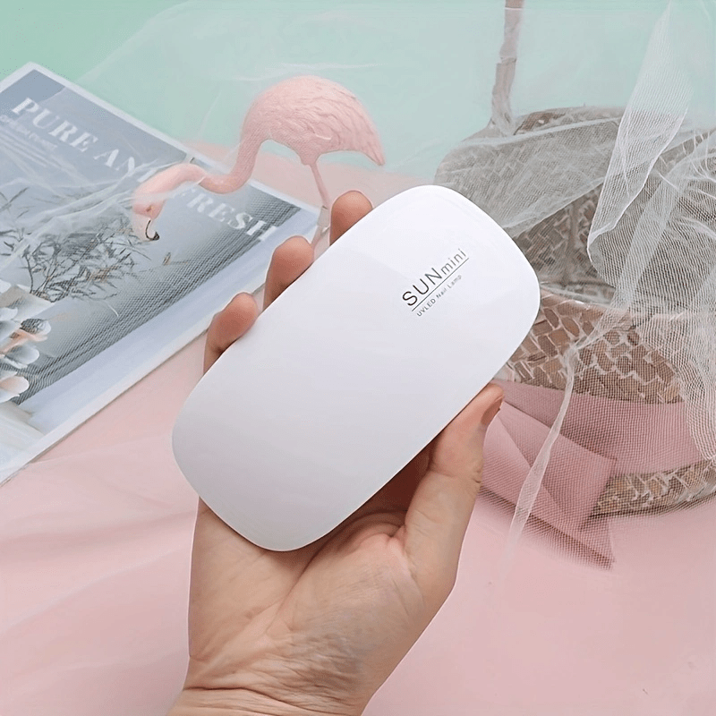 1 lámpara de uñas portátil mini con 6/LED de luz - Rosa y blanca, alimentada por USB, diseño plegable, adecuada para pulir y secar gel - Ideal para el cuidado de manos, pies y uñas
