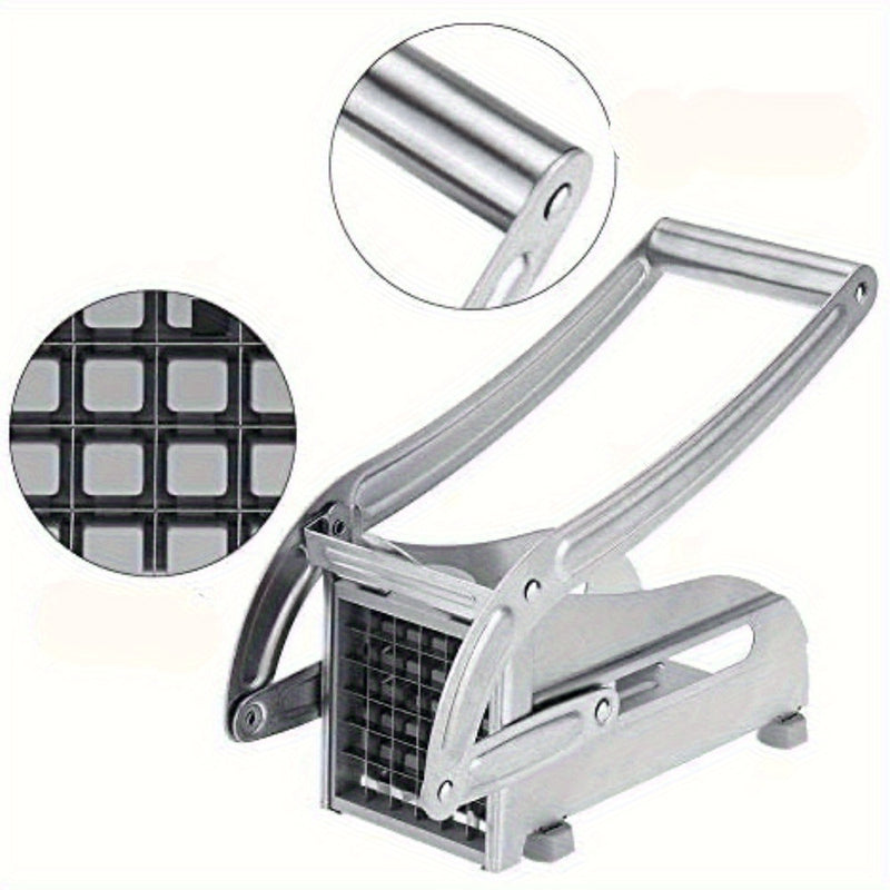 Rebanador Manual de Acero Inoxidable para Papas - Cortadora Multifuncional de Patatas Fritas, Pepinos y Zanahorias con Rejilla Ajustable, Mango Ergonómico para Uso en Cocina, Diseño Resistente, Herramienta Duradera y Fácil de Usar, Ideal para Preparación