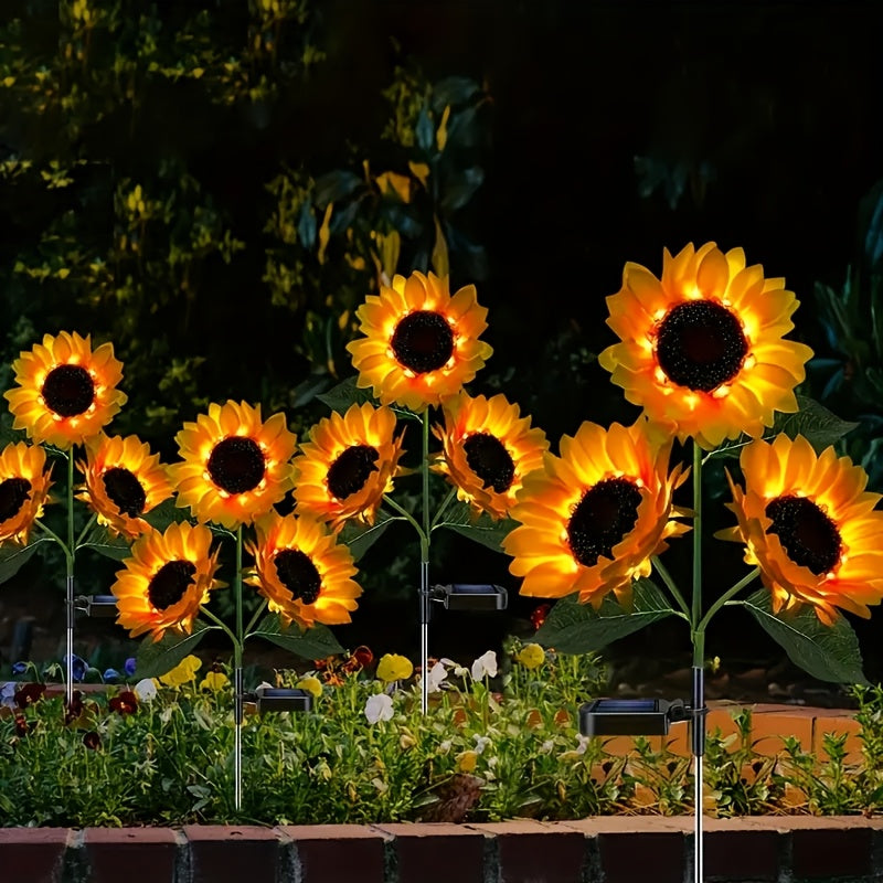 Luces solares de jardín con forma de girasol y luces LED para paisajes en patios, jardines y céspedes