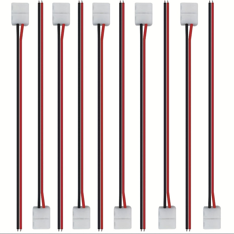 10 Piezas Conector de Tira LED, Cable de Conexión Rápida de 8 mm para Conectores de Tira LED de 2 Pines sin Soldar