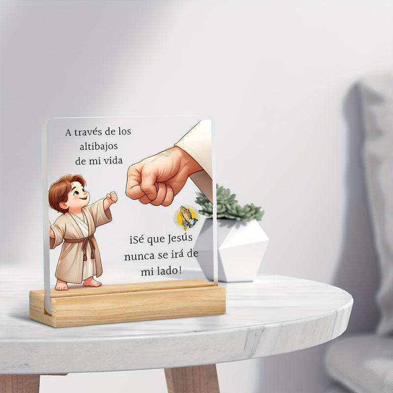Placa decorativa plana 2D, 1 unidad, Sé que Jesús nunca me dejará, ideal para decoración del hogar u oficina, decoración de sala de oración, regalos cristianos, Día de la Madre, Día del Padre, Pascua