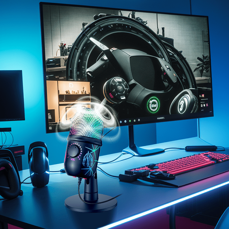 Microfono USB Profesional para Gaming y Streaming - Cancelación de Ruido de Estudio, Conector para Auriculares Integrado, Anillo LED, Plug & Play, Alimentado por USB (), Micrófono para Juegos, Configuración para Podcasting, Equipo de Audio Elegante, Soni