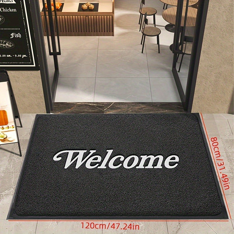 SHMECOPIN Felpudo "Bienvenido" Estampado - Rayas/ Total - Ideal para Restaurantes, Hoteles y Entradas de Oficina