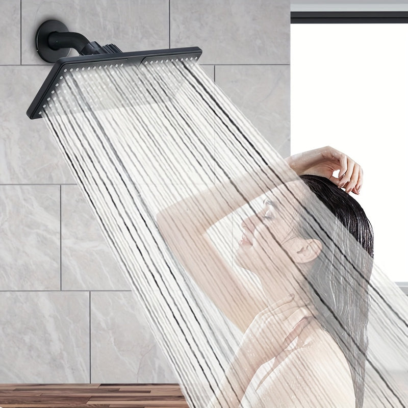 1pc Ducha Rectangular de Alta Presión - Montaje en Pared, Configuración Lluvia, Plástico ABS Pulido, Sin Necesidad de Electricidad, Accesorio Moderno para una Experiencia Mejorada al Duchar, Diseño Contemporáneo y Elegante, Construcción Robusta, Fácil In
