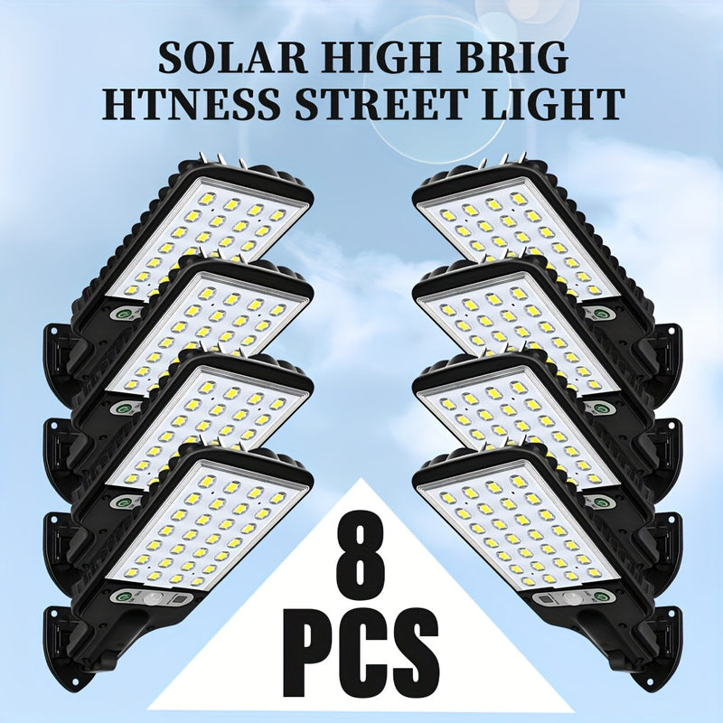 1/2/4/6/8 piezas de luz solar exterior para pared con sensor de movimiento - Energía solar, IP44, resistente al clima, control remoto, batería de litio recargable, cubierta de lente de plástico para jardín, garaje, patio trasero y iluminación de escenari