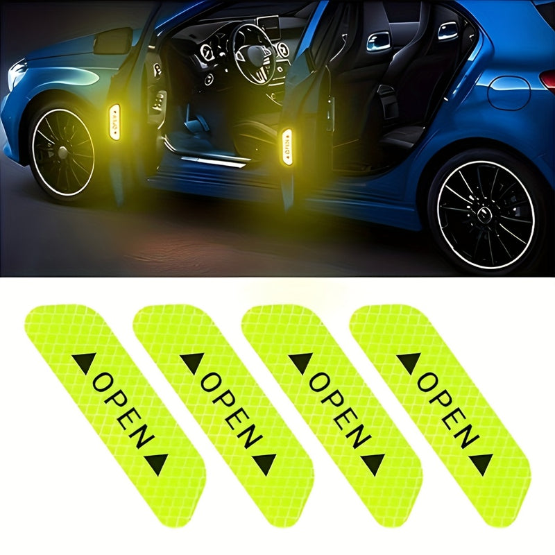 4pcs Luces de Proyección LED, Luz de Bienvenida Super Brillante Electromagnética, Fácil y Cómoda Instalación para Puertas de Coche + 4 Pegatinas Reflectantes, Fáciles de Instalar - Adecuado para la Mayoría de los Autos