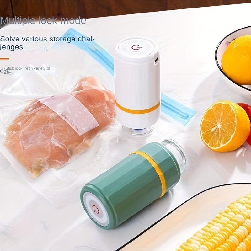 Máquina de sellado al vacío portátil de mano, carga USB, operación automática, fresca y almacenamiento.