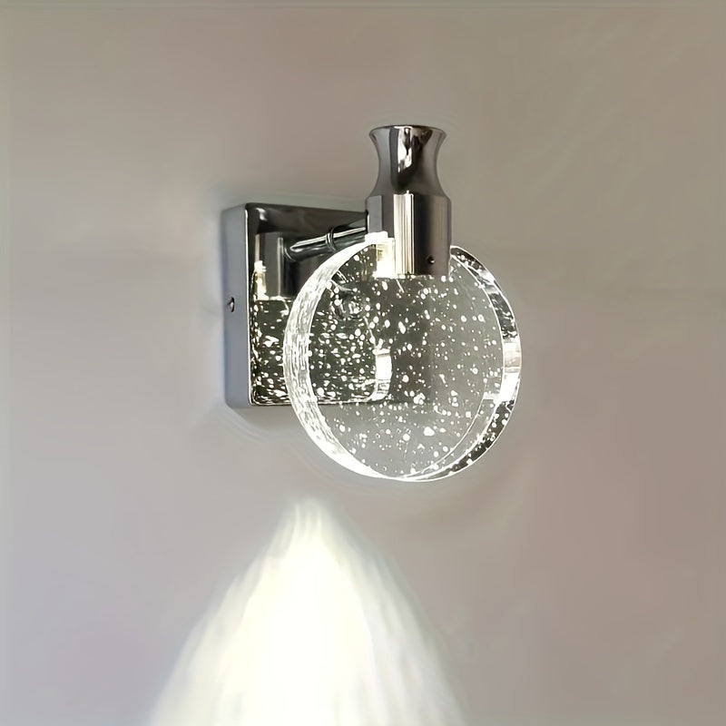 Lámpara de pared de cristal moderna, regulable, pantalla de lámpara de vidrio, adecuada para dormitorio de hotel, sala de estar, pasillo, baño, AC 85-265V