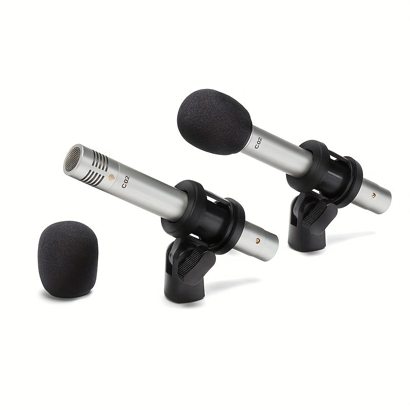 Conjunto de Micrófono Condensador Lexinova C-02 Dual Pencil - Antigolpes, Diafragma Pequeña, Diseño de Clip para Grabación de Piano y Voz, Compatible con XLR, Grado Profesional, Micrófonos para Instrumentos|Micrófonos Clipon|Construcción Duradera
