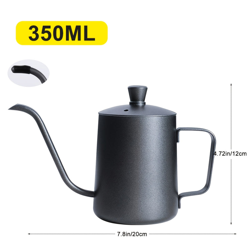Tetera de acero inoxidable con pico de ganso para café y té - 350 ml, pico de vertido preciso para uso en el hogar y la cocina, ideal para acampar
