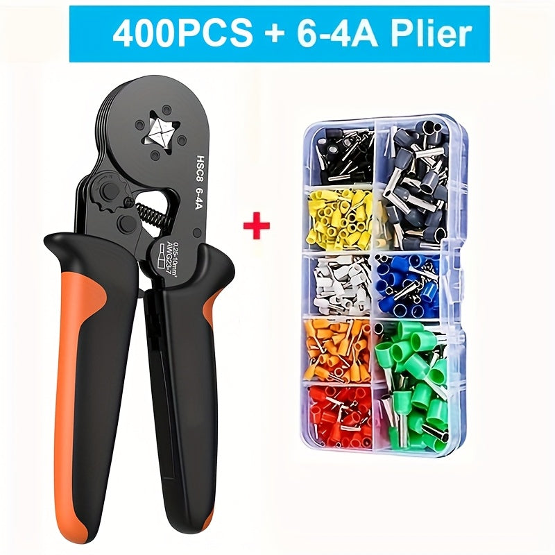 Kit de Herramientas de Crimpado de Ferrule UMLIFE con 400/1250/1900/2120pcs Conectores de Cable, Terminales de Crimpado Tubulares VE Aislados, Kit de Herramientas de Crimpado de Cable con Trinquete Autoajustable Juego de Alicates Crimpadores HSC8 6-4A