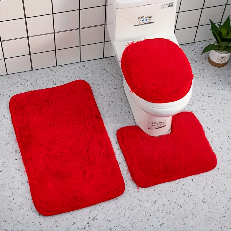 Conjunto de 3 Alfombras Suaves y Acolchadas para Interiores, Alfombra de Lujo Moderna, Absorbente, Antideslizante y Adecuada para Baño, Decoración del Hogar, Tapetes