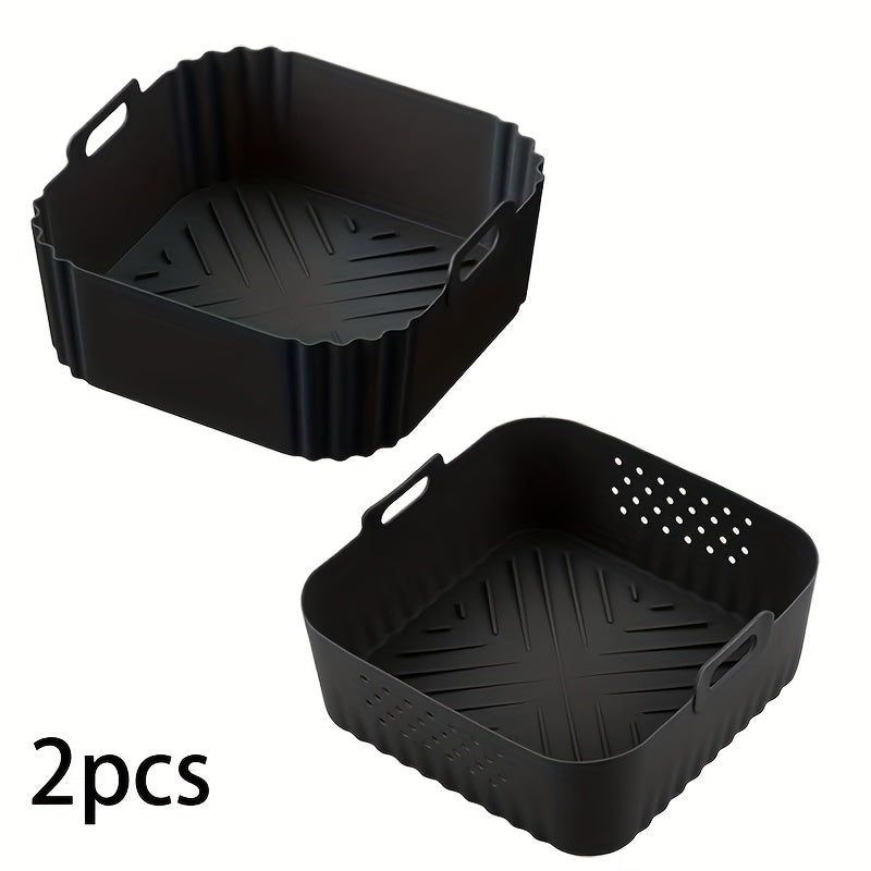 2 unidades de forros de silicona para freidora de aire de 22,35 cm para freidoras de aire de 5,5 a 7 QT, resistentes al calor y fáciles de limpiar, sartenes de silicona para freidora de aire Ninja AF181, AF180, AF141, AF140, Philips HD9270, adecuados par