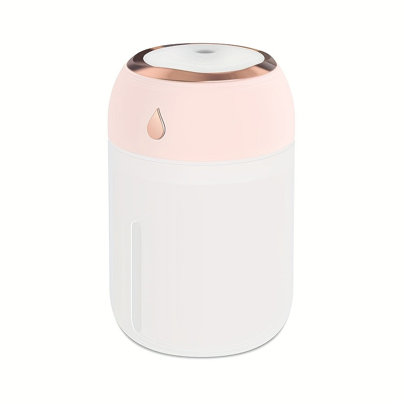 Humidificador Mini Portátil con Luz Nocturna LED, Alimentado por USB 330ml de Niebla, Tecnología de Onda de Sonido Silenciosa de 26dB para Coche, Oficina, Dormitorio - Difusor de Aceites Esenciales, Gris