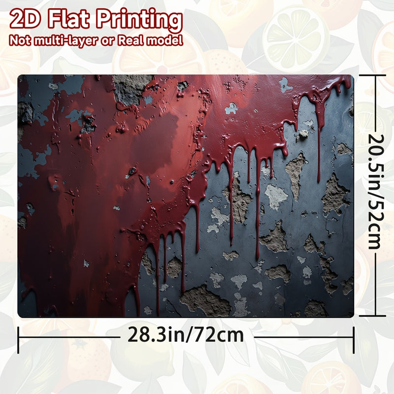 1pc Alfombrilla de Cocina para Halloween - Textura Gótica con Salpicaduras de Sangre Roja y Grietas, Protector para Placa de Cocina, Compatible con Vitrocerámica, Tapete 100% Poliéster Duradero, Fácil de Limpiar, Decoración Espeluznante, Cubierta Antides