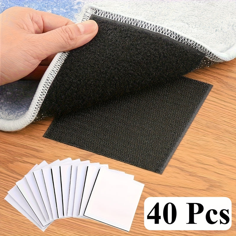 10/20/40/60/100 piezas de sujetadores de alfombras premium antideslizantes - Adhesivos de doble cara, reutilizables, lavables y fáciles de usar para suelos de madera dura y azulejos - Uso interior, mantén las alfombras planas y seguras