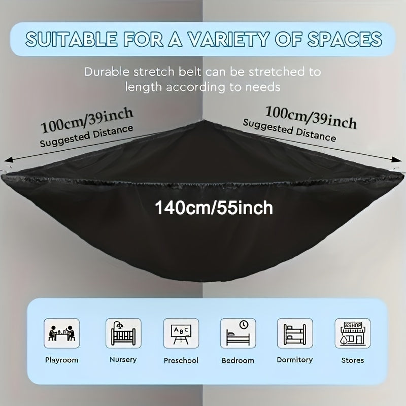 1/2pcs Almohadilla Redonda de Tela Negra para Almacenamiento de Peluches - Organizador de Juguetes No Impermeable para Guardería, Sala de Juegos, Dormitorio de Niños - Soporte Colgante Multifuncional