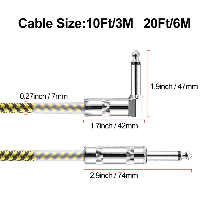 Cable de conexión para instrumentos JUSTPRO de 6.35 mm, para guitarra eléctrica y bajo, forma redonda, macho a macho, alta fidelidad, sin distorsión de sonido, compatible con bocinas e instrumentos, ideal para Pascua, temporada de graduaciones, accesorio