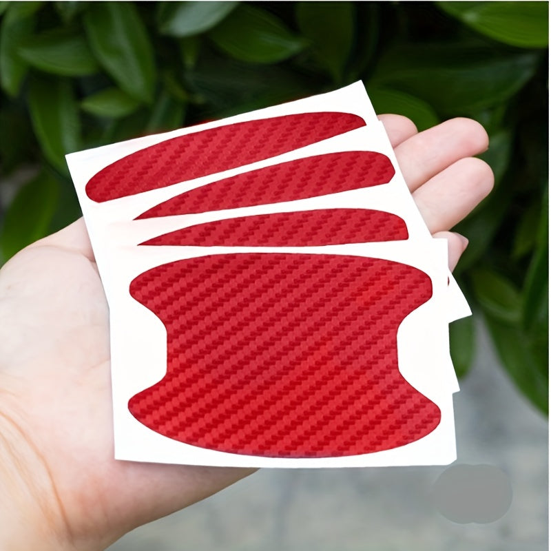 4 Piezas De Película Protectora Para Manija De Puerta De Automóvil, Protector Adhesivo Para Manija De Puerta De Automóvil, Película Protectora Universal Para Manija De Puerta De Automóvil De Fibra De Carbono