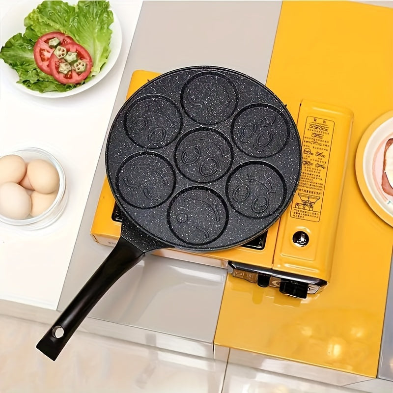 Mini Sartén para Panqueques de 7 Moldes – Antiadherente, Aleación de Aluminio Duradera para Limpieza Fácil y Formas Divertidas en la Hora del Desayuno