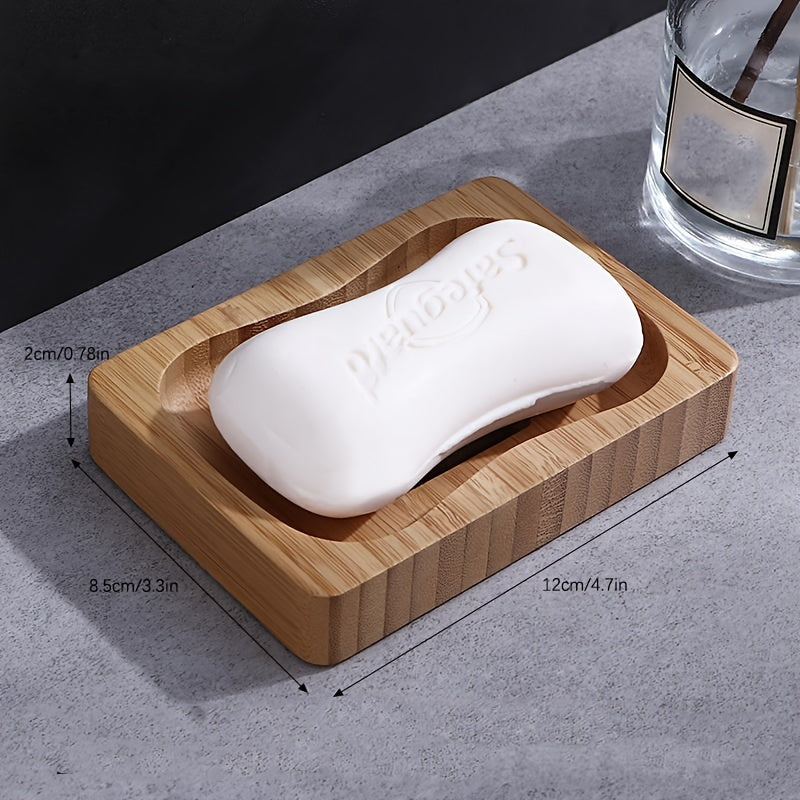 1 Pieza, Caja De Jabón De Bambú, Soporte De Jabón Antideslizante, Jabonera Para Encimera De Baño, Caja De Jabón De Drenaje, Bandejas De Jabón De Bambú Creativas Para Baño