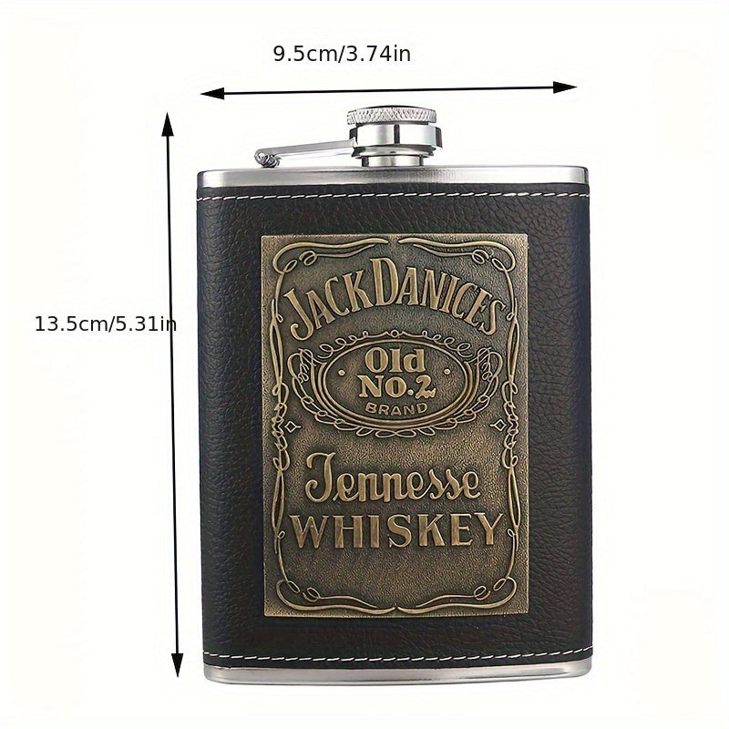 1 pieza de petaca cuadrada de 8 oz en cuero sintético - Petaca de acero inoxidable con grabado original de Tennessee, regalo novedoso perfecto para padrino de boda o familia, petaca portátil para licores