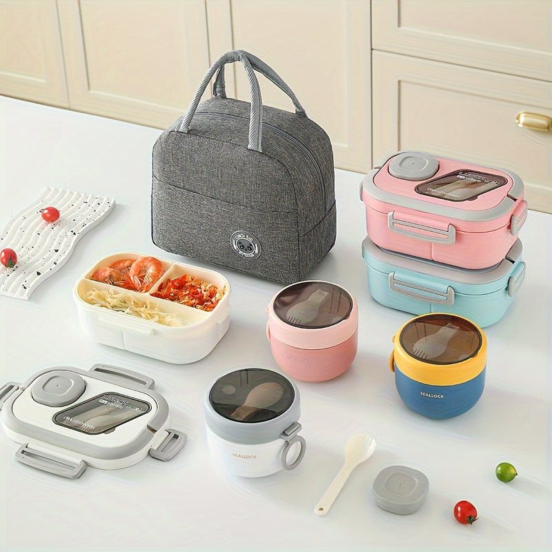 3 piezas/juego, juego de caja de almuerzo, bolsa aislada portátil reutilizable, taza de desayuno, adecuada para oficina, exterior, escuela, picnic, suministros escolares, caja de almuerzo, caja de bento, bolsa de almuerzo