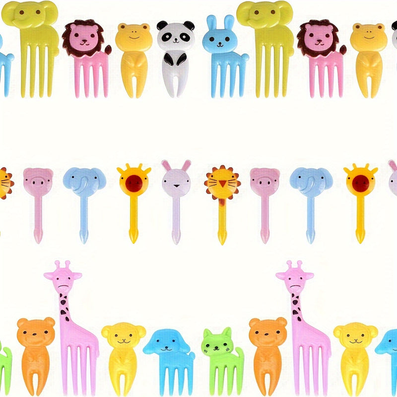 Juego de 36 piezas para decorar bento, tenedores mini de postre con diseño de animales, material plástico, para lonchera bento, regalo para fiestas