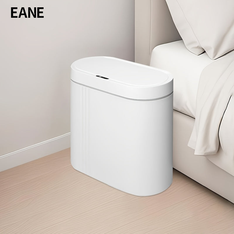 Basurero Inteligente EANE con Tapa - Sensor Sin Contacto, Funciona con Batería (36V), Diseño Moderno y Compacto para Cocina, Baño o Sala, Material PP Duradero, y Blanco, Eliminación de Residuos