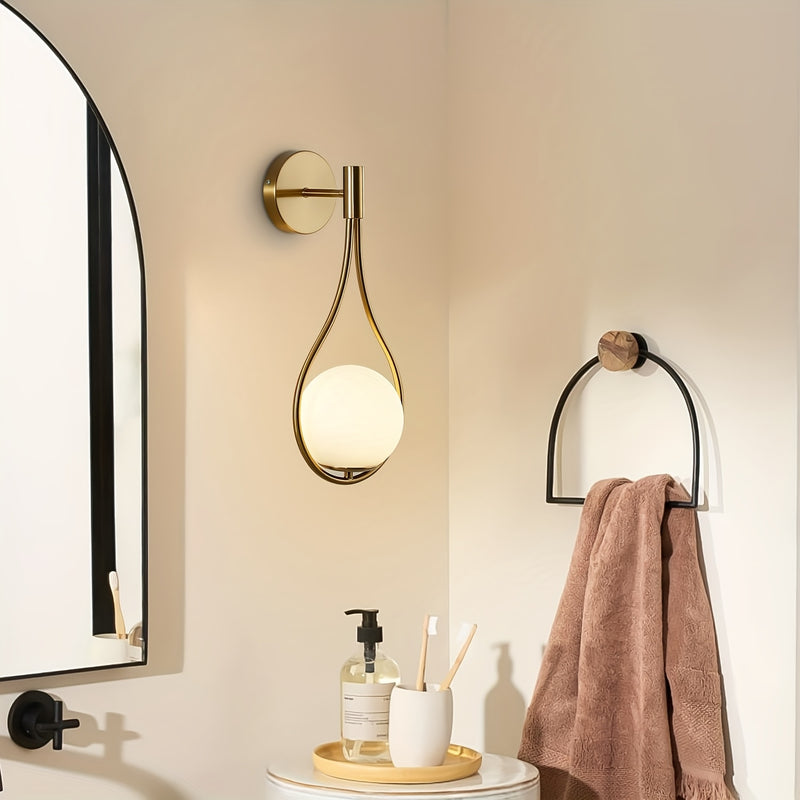 Aplique de Pared Estilo Medio Siglo con Acabado en Latón Antiguo - Diseño Elegante de Lágrima para Dormitorio, Baño, Sala de Estar o Pasillo - Base E27 (Bombilla No Incluida), Iluminación para Dormitorio | Iluminación Sofisticada | Construcción Metálica,