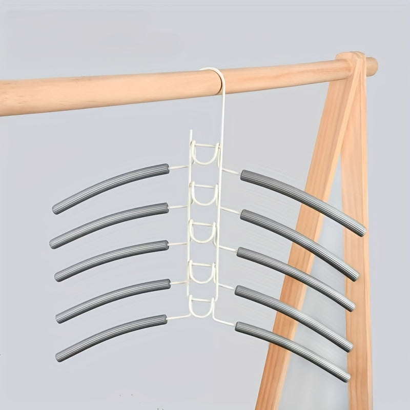 Percha Mágica de 5 Capas que Ahorra Espacio - Antideslizante, Organizador de Ropa Metálico Plegable para Dormitorios y Armarios