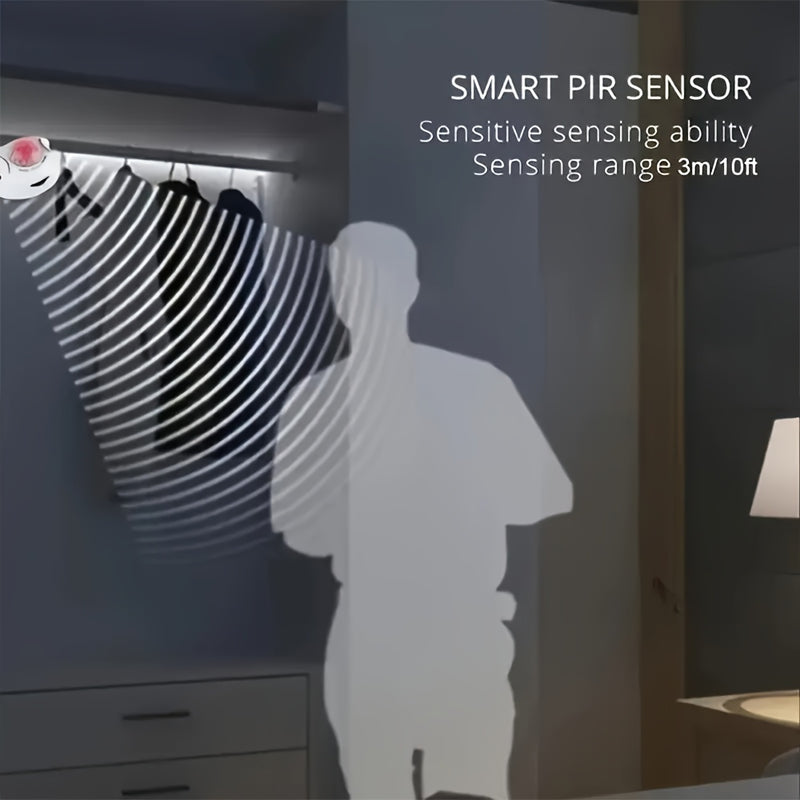 1 Pieza, Tira De Luz LED Blanca Fría Con Sensor De Movimiento Inteligente De 3-16 Pies, Interruptor Automático Con Alimentación USB, Adecuado Para Tiras De Luz De Detección Humana De Bajo Voltaje En Escaleras, Armarios, Guardarropas, Cocinas, Dormitorios