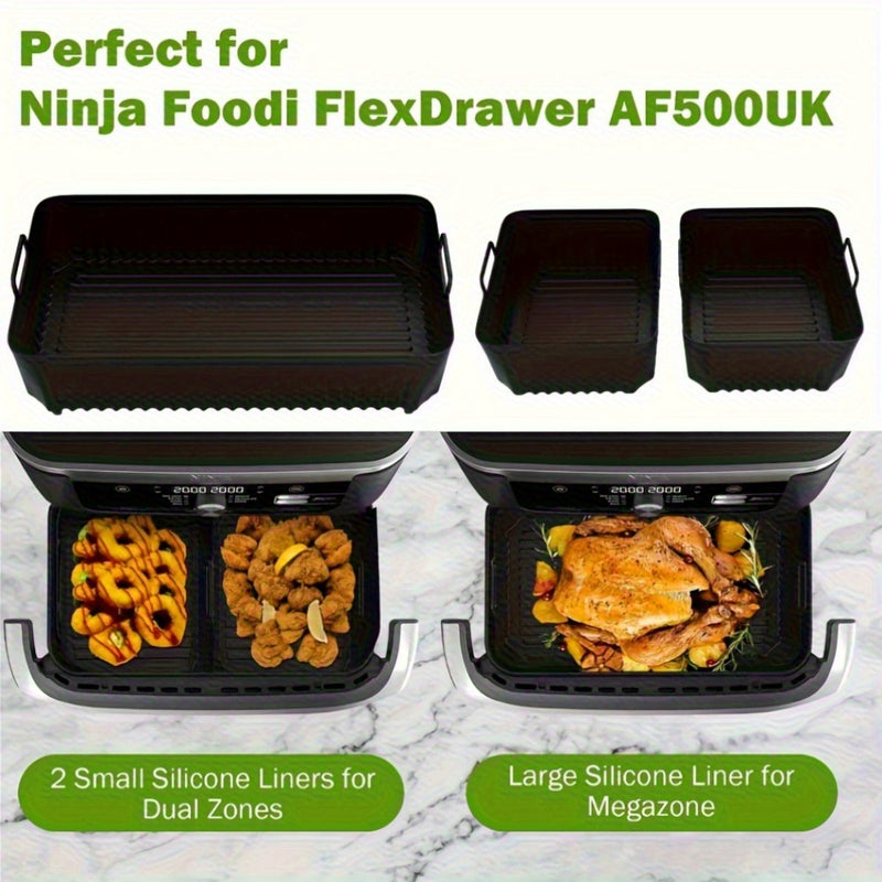 3 piezas de fundas de silicona antiadherentes para freidor de aire, compatibles con AF500UK, fáciles de limpiar, reutilizables, seguras para alimentos, accesorio de cocina.