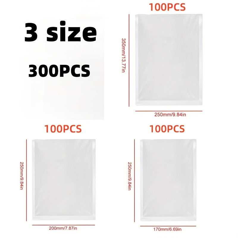 100pcs Bolsas de Sellado al Vacío PE, Grado Alimenticio para Mantener la Frescura, Resistentes y Duraderas, Bolsas de Envoltura para Ahorrar Alimentos para Máquinas de Sellado al Vacío, Sellado al Vacío|Almacenamiento Transparente|Material PE Duradero