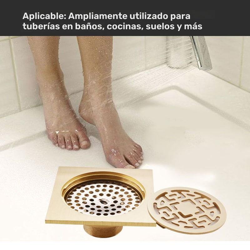 1pc Desagüe de Ducha de Piso de Cobre Cuadrado, Desagüe de Piso para Bañera y Ducha, Evitador de Reflujo de Drenaje de Baño