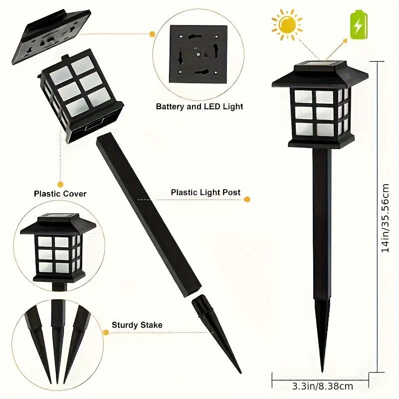 2 Paquetes, Luces Solares Cálidas/Blancas, Luces de Sendero para Jardín, Plugs de Piso para Césped, Paisaje, Acceso, Sendero, Decoración de Porche, Decoración de Patio Chino, Decoración de Terraza, Iluminación Solar, Luces de Paisaje Solares