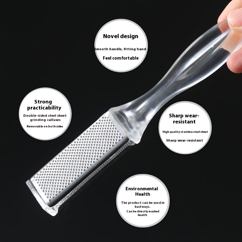 Exfoliador Portátil de Manos y Pies - Diseño Ergonómico en Plástico Duradero, Doble Cara Sin Olores para Pedicura y Manicura en Beige Claro Suave, Uso Doméstico