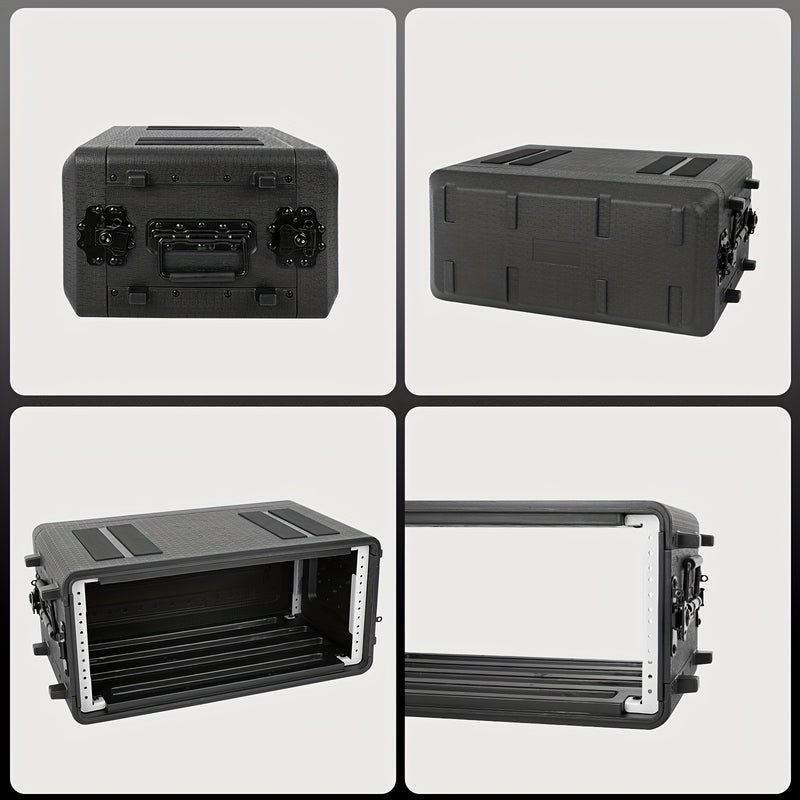 Estuche de amplificador de rack de 4U, montaje de viaje de carretera de DJ PA de audio profesional con espuma personalizada, ideal para almacenamiento de sistema de micrófono inalámbrico/amplificador/effect/mixer, 4U, negro