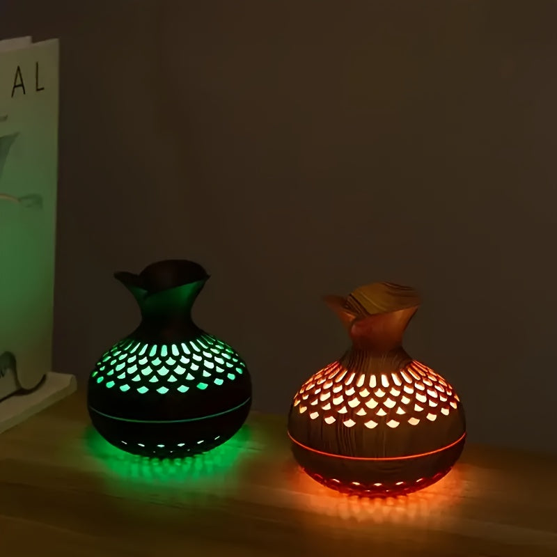 Difusor de aromaterapia de gran capacidad con diseño en madera real, alimentado por USB, iluminación suave para mejorar la calidad del aire, ideal para sala y dormitorio