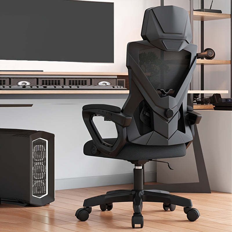 Silla de Juego Ergonómica con Asiento Reclinable - Silla Cómoda para Oficina y Casa, Altura Ajustable, Base de 5 Ruedas, Negra, Ideal para Sentarse Largo Tiempo, Habitaciones Universitarias y Configuración de Juegos