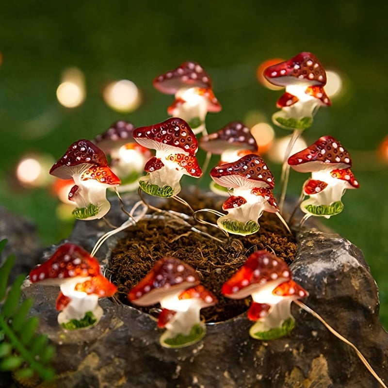 Lámpara de hongos con luces, lámpara de hadas con forma de hongo a pilas, guirnalda de luces con alambre de cobre ideal para decoración de jardín y festivales, 2m/6.6 pies, 3m/9.9 pies, decoración para Navidad y Halloween