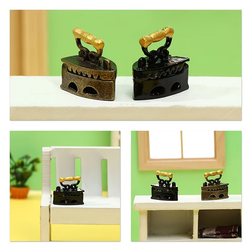1pc Miniatura de Hierro Vintage, Decoración de Mesa de Metal, Accesorio Clásico para Casa de Muñecas, Ideal para Regalo del Día de la Madre y Manualidades de Bricolaje, No Requiere Electricidad