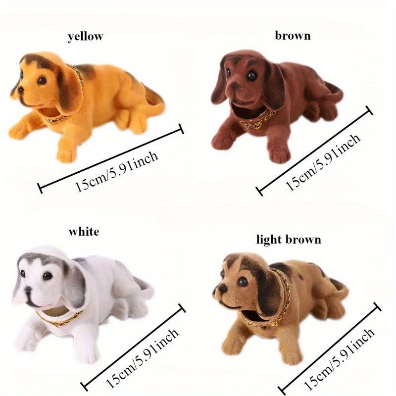1pc/2pcs Adorable Figura de Perro que Asiente, Juguete para Salpicadero del Coche, Accesorio Interior Divertido | Decoración de Auto con Cabeza Móvil | Construcción en Plástico Duradera, Regalo de Acción de Gracias/Nadal