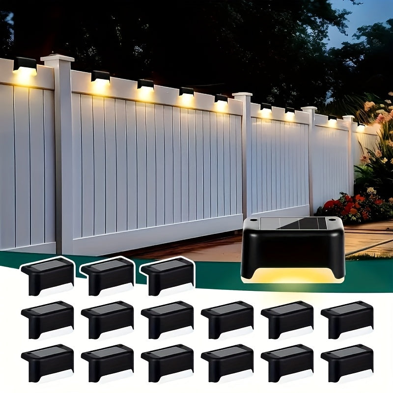 Paquete de 16 Luces Solares para Exteriores, Iluminación LED para Escaleras, Decoración de Balcón, Vallas y Jardines, Caminos de Villa y Paredes