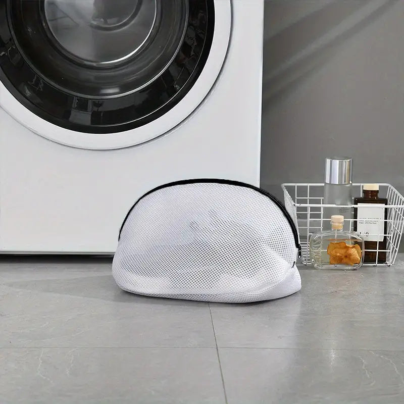 Bolsa para ropa sucia de Navidad, protector de zapatos de tela, forma curva, múltiples usos, tejido con cierre de cremallera, para lavandería y lavadora, bolsas para ropa sucia, 1 unidad