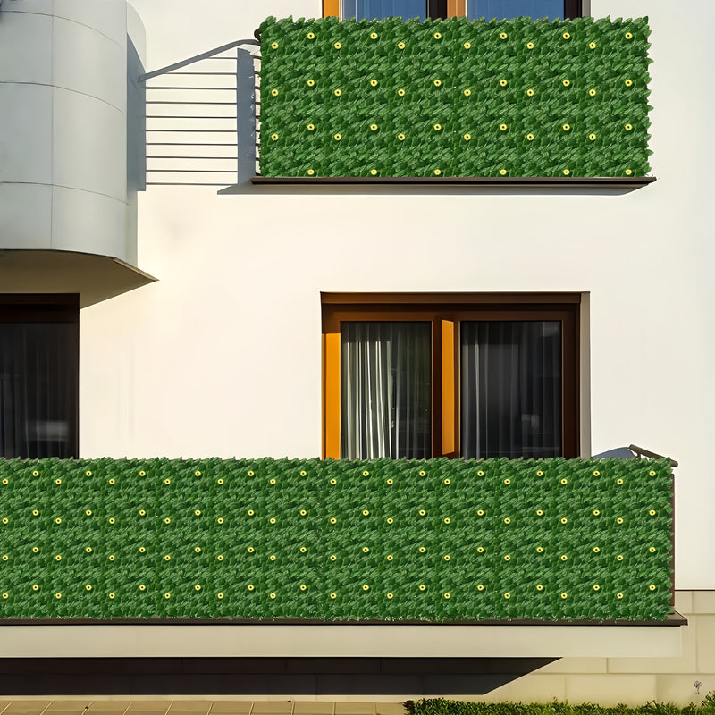 3 rollos de paneles de privacidad con hiedra artificial, largo total 3.0 metros x 100.0 cm, paneles de seto verde artificial para patio, balcón, jardín, interior y exterior - cubierta de cerco resistente y de bajo mantenimiento, paneles de privacidad, fo