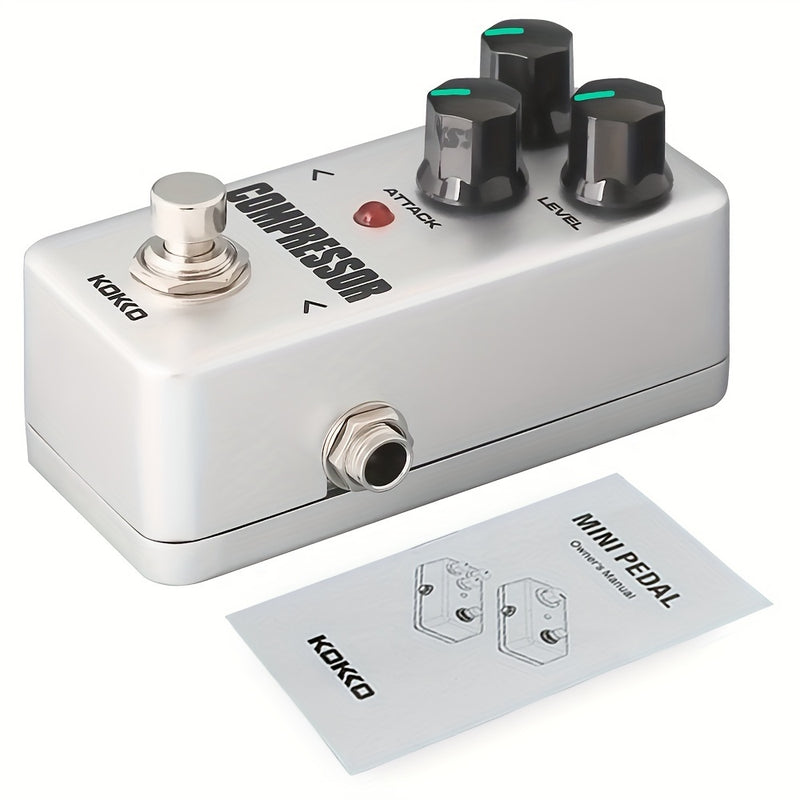 Pedal de compresor de guitarra KOKKO - Procesador de efectos analógicos alimentado por USB con controles de sostenimiento, nivel, ataque y luz LED roja, diseño compacto para estudios y actuaciones en vivo, pedal de efectos de guitarra, grabación de estud