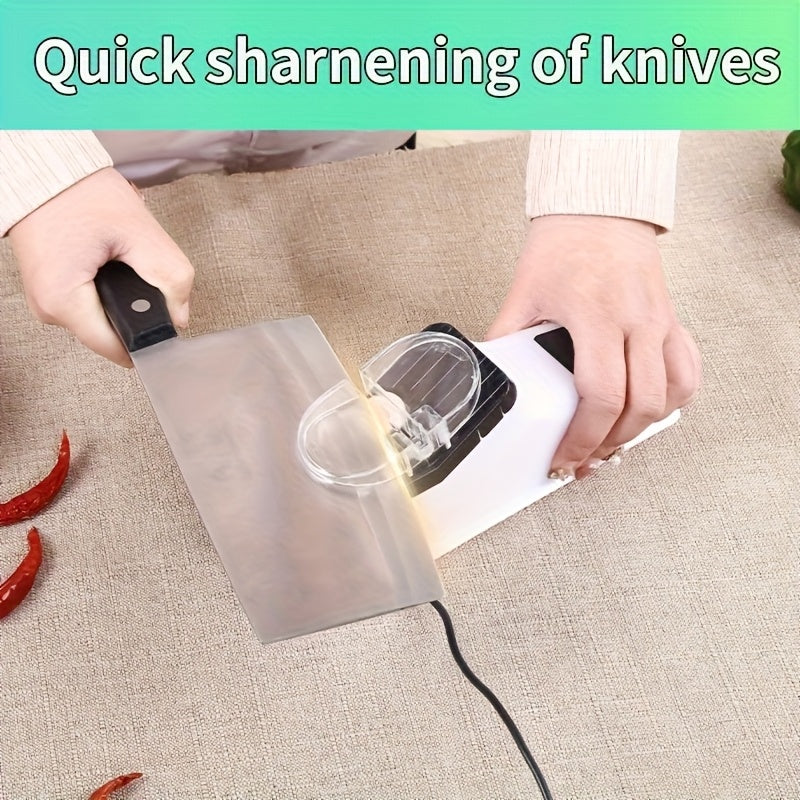 Afila Cuchillos Eléctrico Profesional USB de Doble Cara y Alta Velocidad para Cocina Doméstica con 6 Piedras Reemplazables y Cubierta Protectora, Adecuado para Varios Tipos de Cuchillos