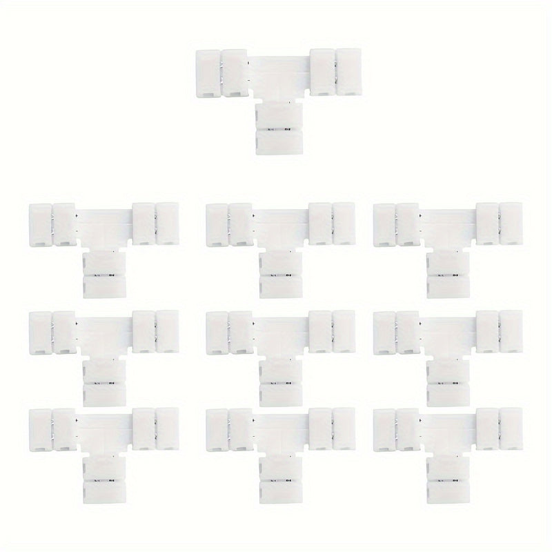 Conjunto de 5/10 piezas de Tiras LED sin Soldadura con Conector de Presión para Esquinas, Convertidor de Luz Monocromática Tipo Cinturón LT