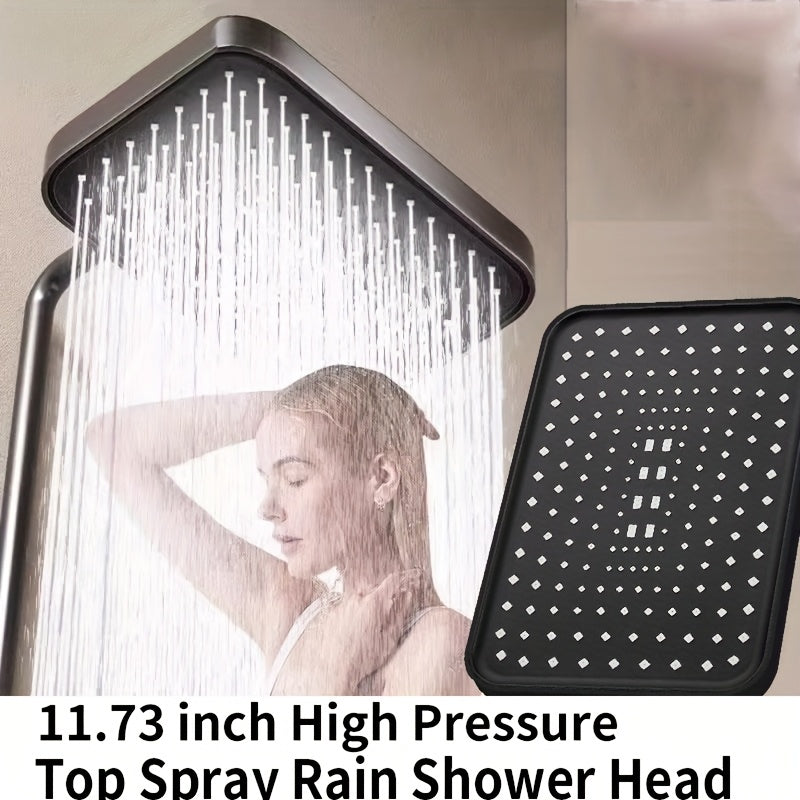 Rociador de Lluvia Cuadrado Montado en el Techo de 30.48 cm - Cabezal de Ducha Superior con Rotación 360°, Ahorro de Agua y Gran Flujo, Plástico Duradero para Mejora del Baño, Accesorio Moderno